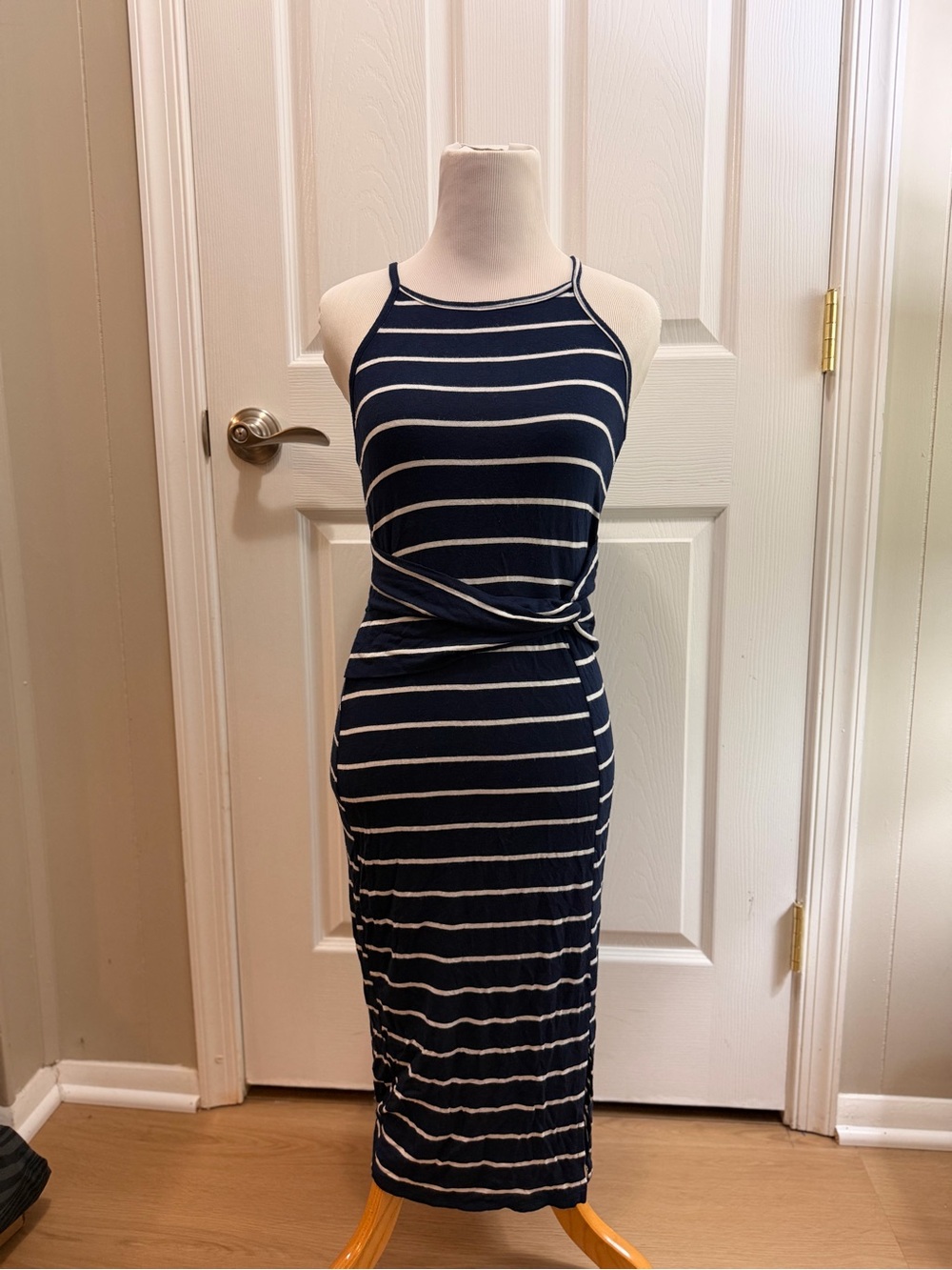 Pepper Striped Midi Dress in Blue & White Like New